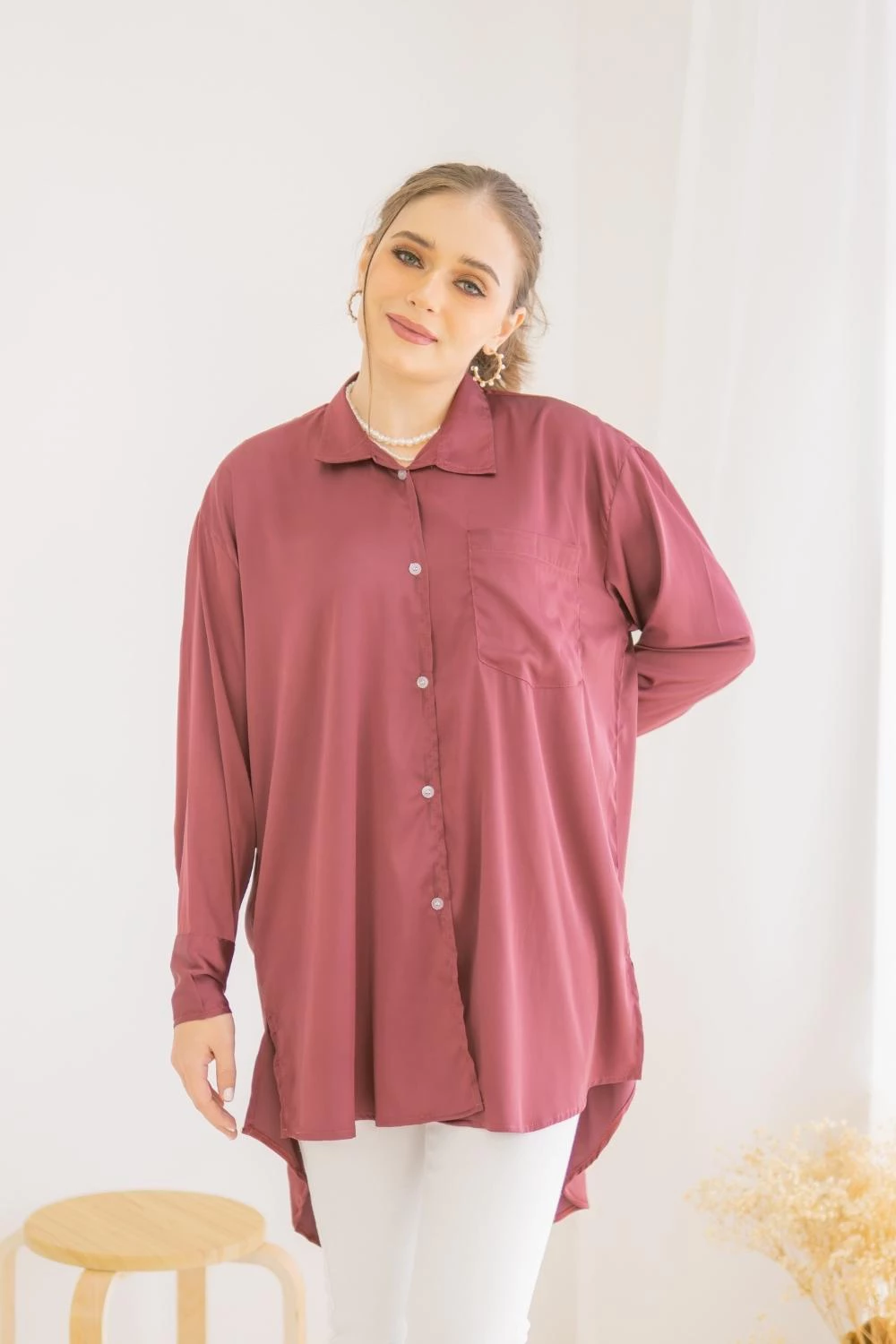 NATALIE BLOUSE – WINE RED (DEFECT)